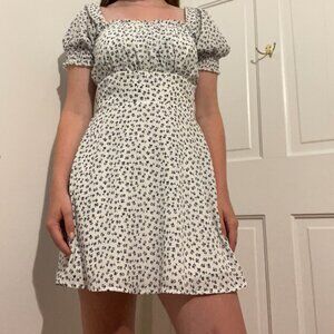 White & Blue floral Mini Dress